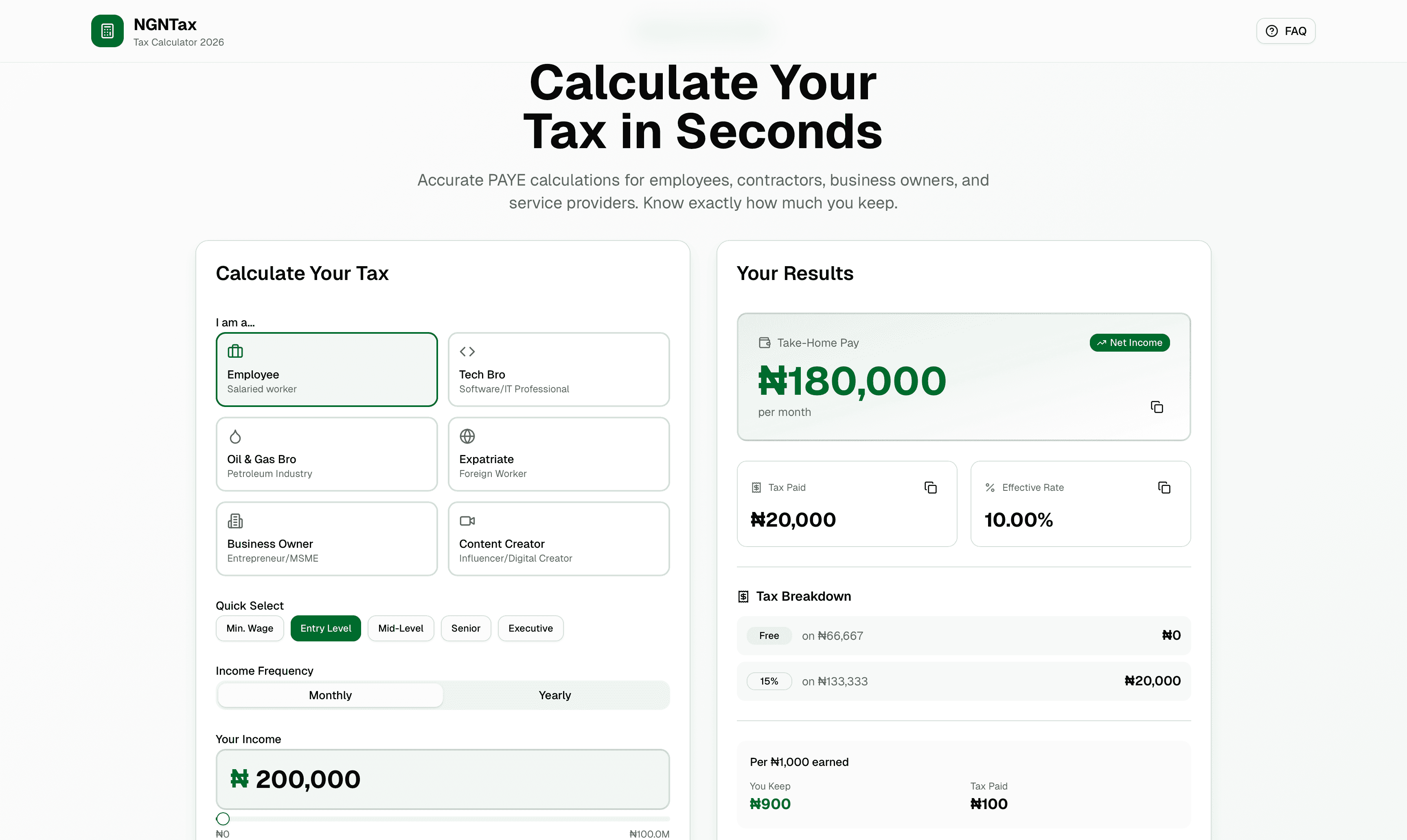 TaxCal Calculator Preview