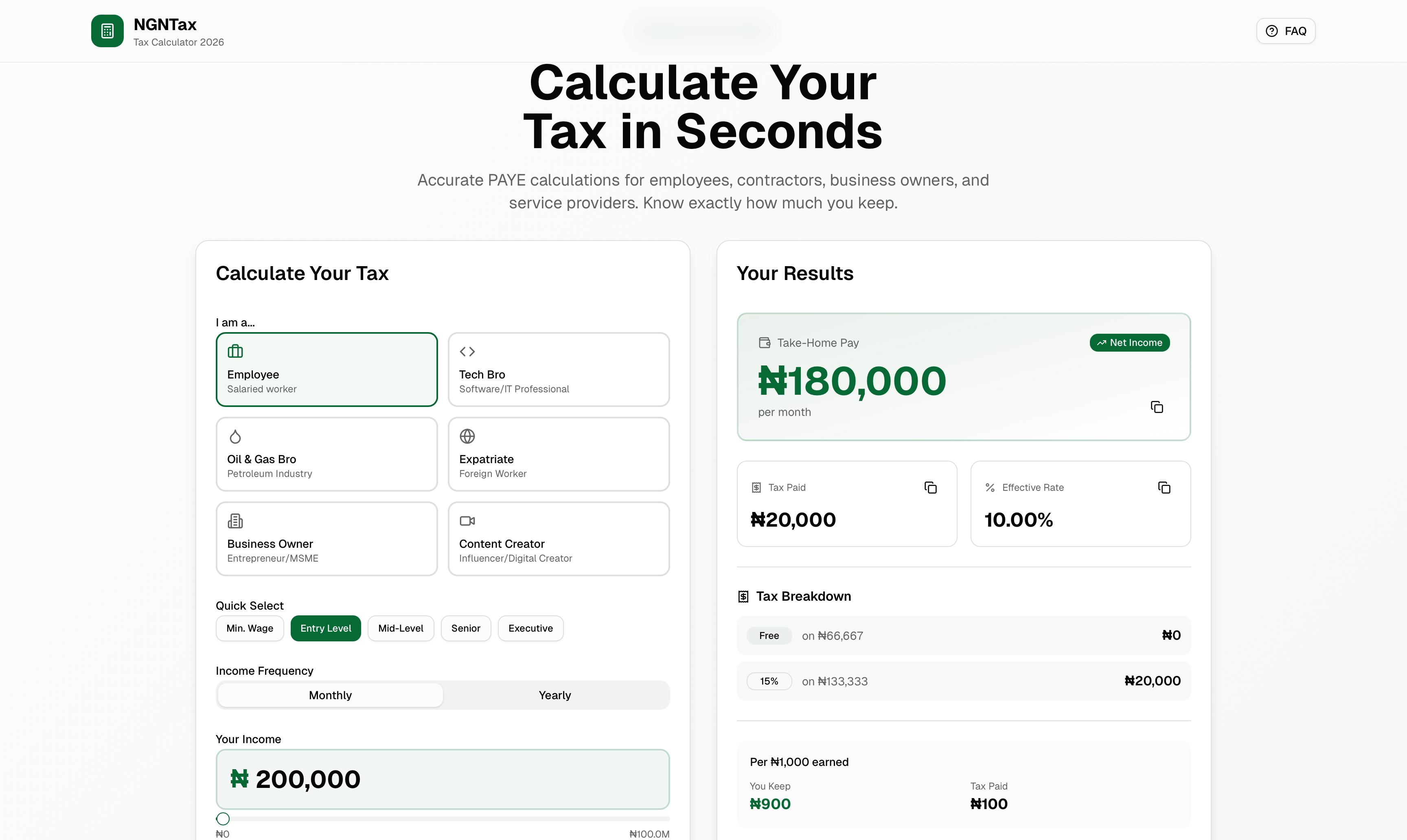TaxCal Calculator Preview